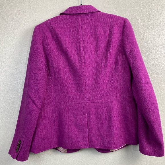 Talbots Wool Herringbone Magenta Pink Barbie Blazer Suit Jacket Womens 10 Office - Picture 13 of 14